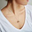 Personalised Solid Gold and Sterling Silver Heart Necklace on Model